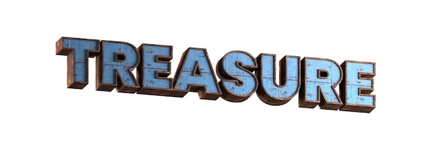 Photo treasure 3d rendered rusted metal textured word