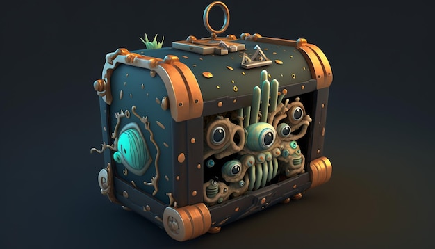 Treasure_box_deep_sea_old_ship_cartoon_characterジェネレーティジェネレーティブ AI