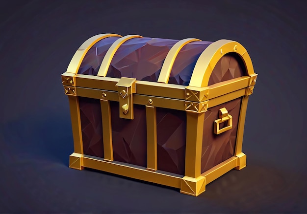 treasure chest in the cave with gold background