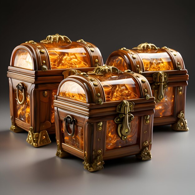 Photo treasure chest on a dark background 3d render illustration