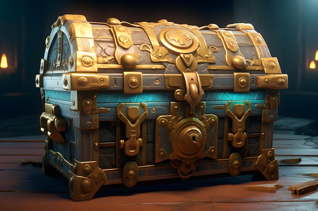 Treasure chest filled with gold coins