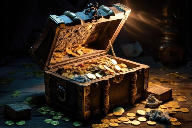 a treasure chest full of coins