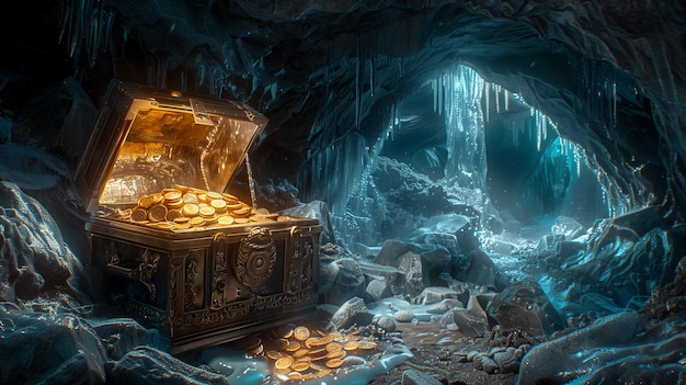 Treasure Chest Full of Gold Background