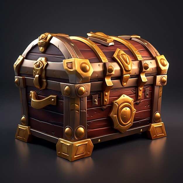 treasure chest game asset icon isolated 3d render illustration