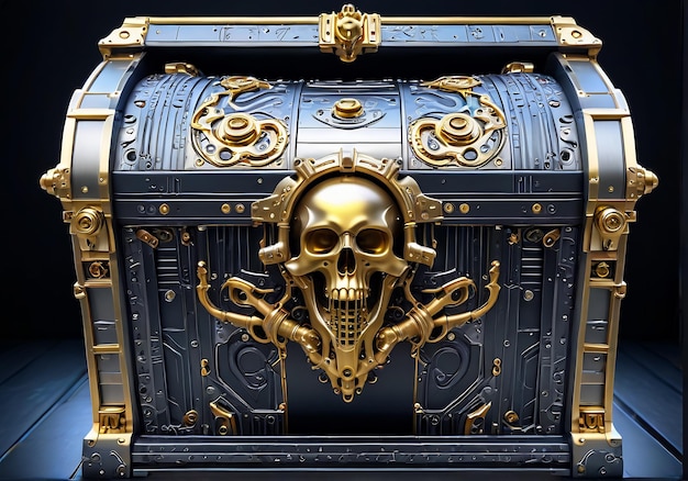 Foto treasure chest in the cave with gold background