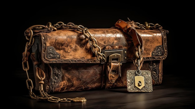 Treasure chest key suspended from a pirate's leather belt evoking the essence of pirate lore Buccaneer's emblem maritime enigma key to wealth seafarer's legacy Generated by AI