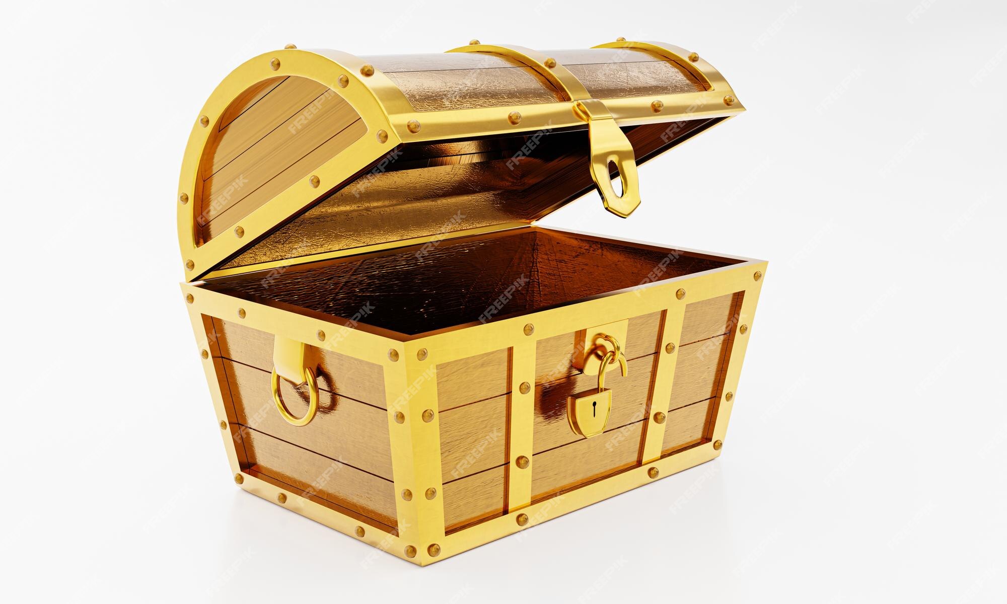 Premium Vector  Realistic open chest vintage old treasure wooden box with  golden glowing inside vector illustration