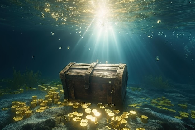 사진 바다 속의 보물 상자 수중 인공 지능 예술