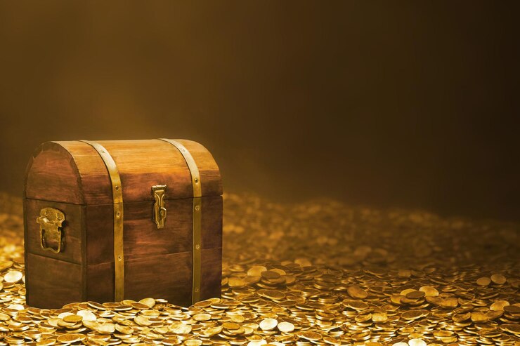 Photo treasure chest with gold coins