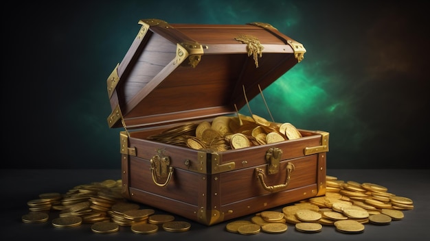 Treasure chest with gold coins