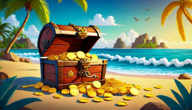 treasure chest with gold