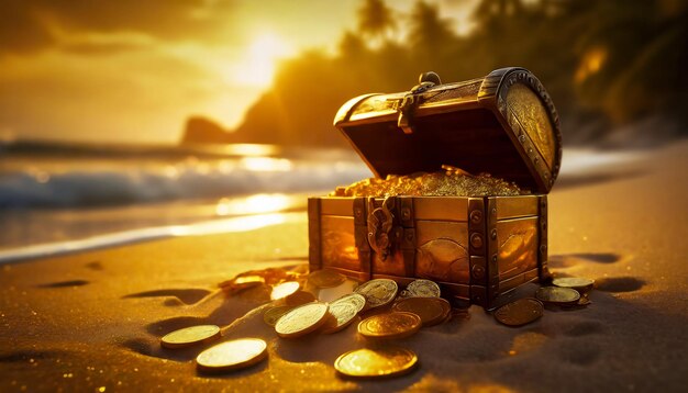 Photo treasure chest with gold