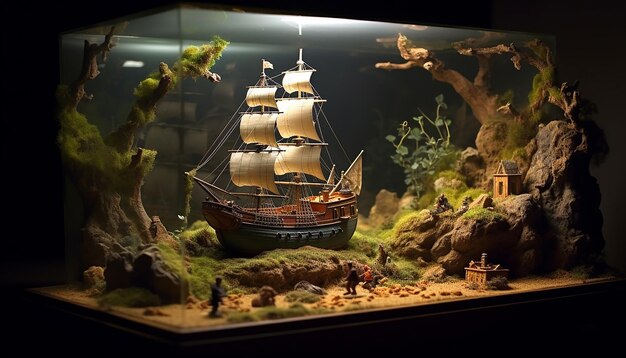 Foto prospettiva diorama del tesoro