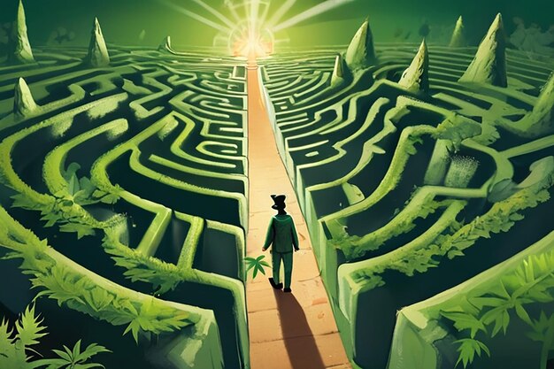 Photo treasure hunt in calendula maze character illustration