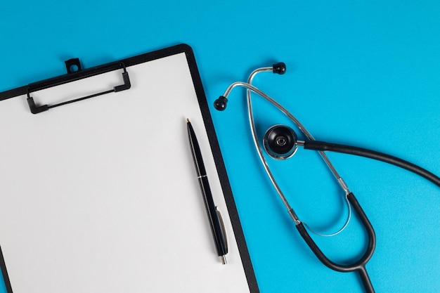 Treatment plan for a patient doctors desk top view