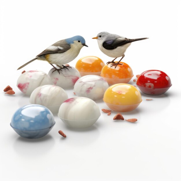 Treats for Birds Yogurt capsules isolated Generative AI