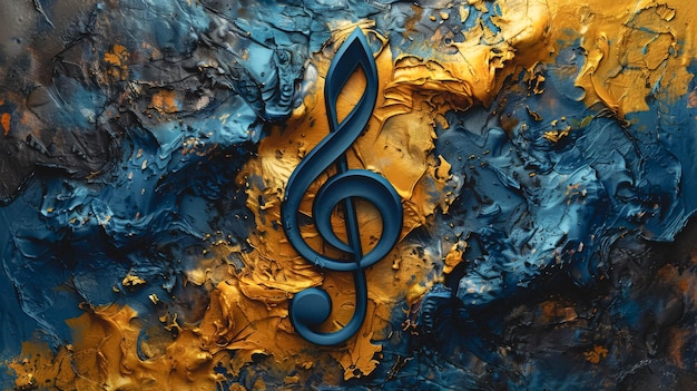 Treble clef on color paint texture background