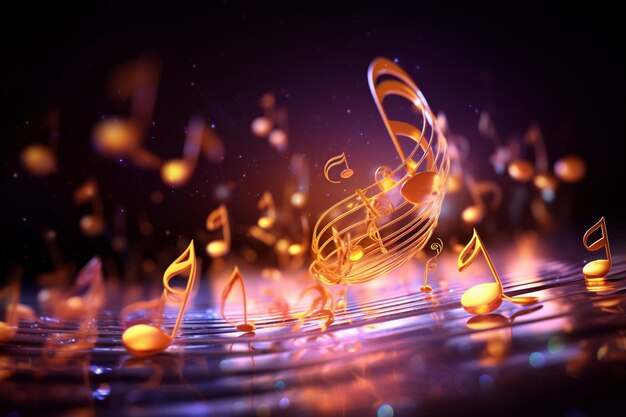 Photo treble clef and music notes 3d rendering toned image ai generated