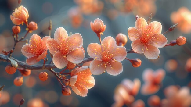 Tree blossoms in spring Peachcolored flowers on branches Blooming spring trees