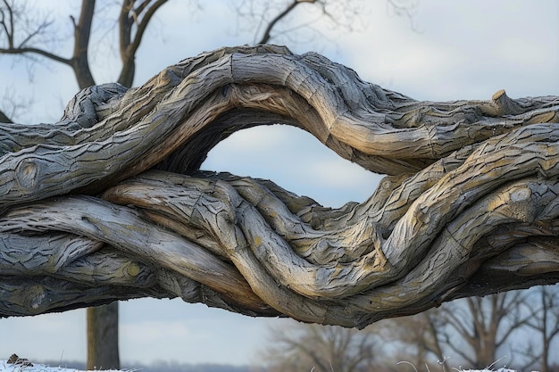Photo tree branches intertwined in an intricate and asymmetrical pattern