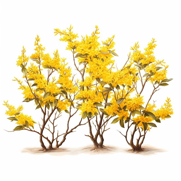 Photo tree branches with yellow autumn flowers