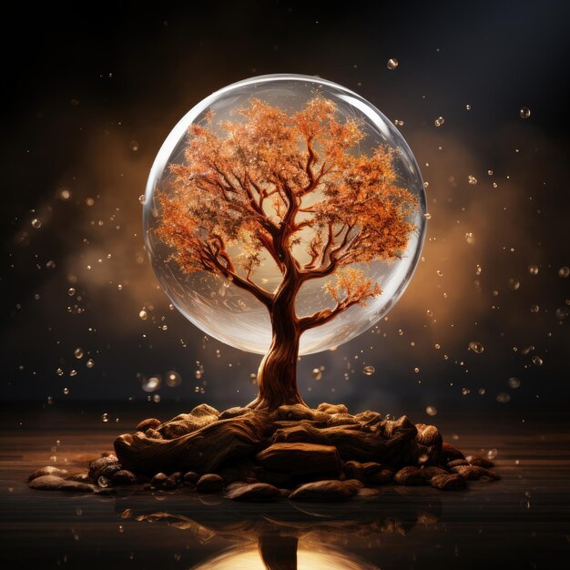 a tree in a bubble with a tree inside of it