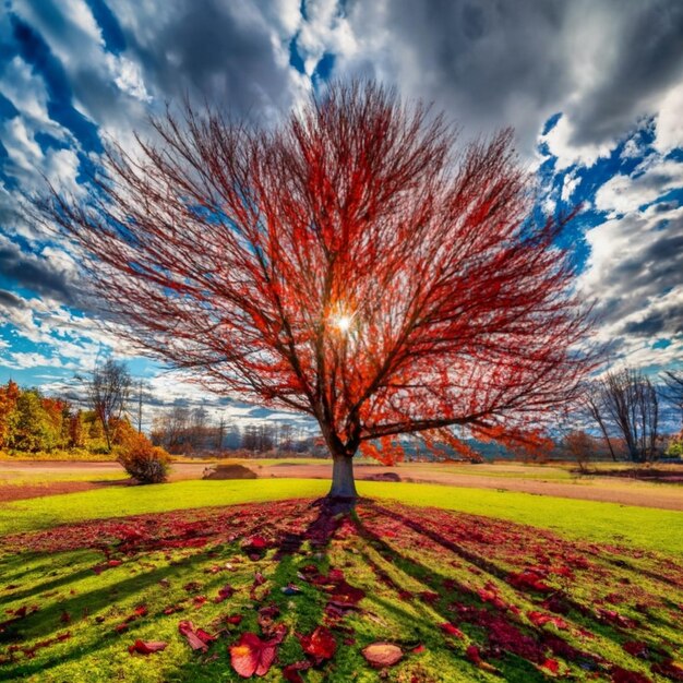 Foto albero di castagno a foglia larga