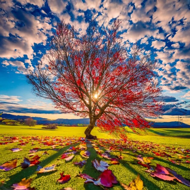 Foto albero di castagno a foglia larga