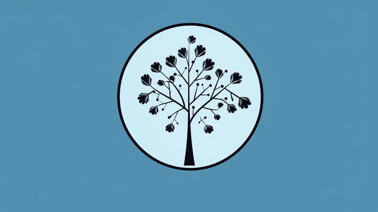 Photo tree in a circle with a circle on the bottom