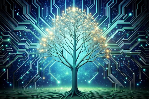 tree circuit board background