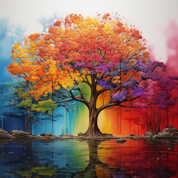 Tree Contemporary Art Tree Painting Tree Vibrant Color Art Tree AI Images Tree Vector Art