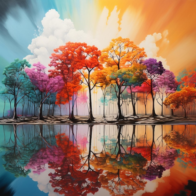 Tree Contemporary Art Tree Painting Tree Vibrant Color Art Tree AI Images Tree Vector Art