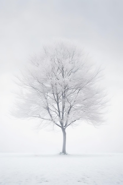 A tree covered in snow with the word " winter " on the bottom.