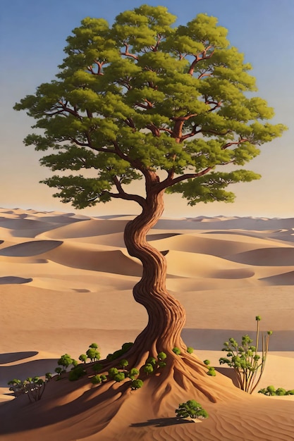 A tree in the desert by person