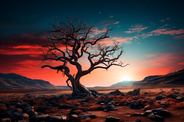 tree in desert landscape