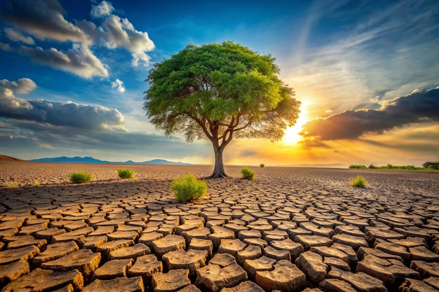 Photo a tree in a desert with a tree in the background