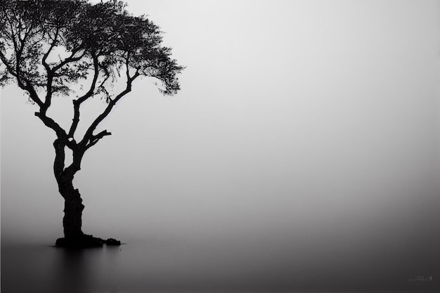 tree in fog