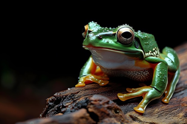 tree frog on dark background