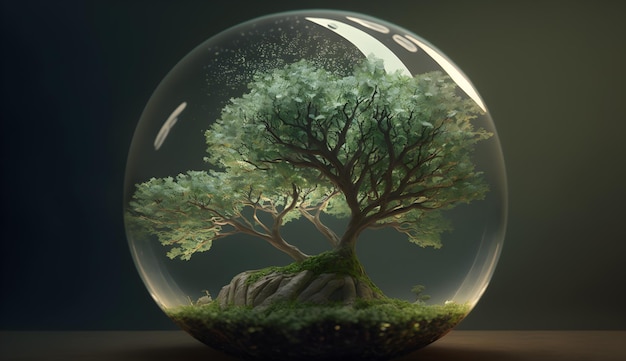 A tree in a glass ball