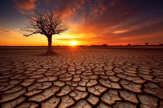 Tree grow drought sunset