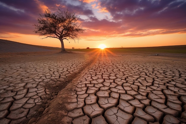 Tree grow drought sunset