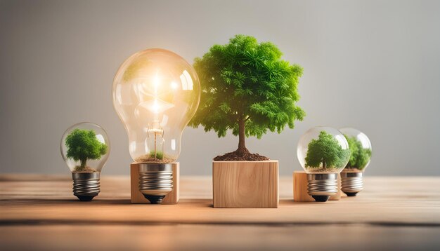 a tree growing in a light bulb with a tree growing out of it