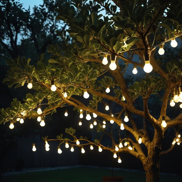 Photo a tree growing light bulbs