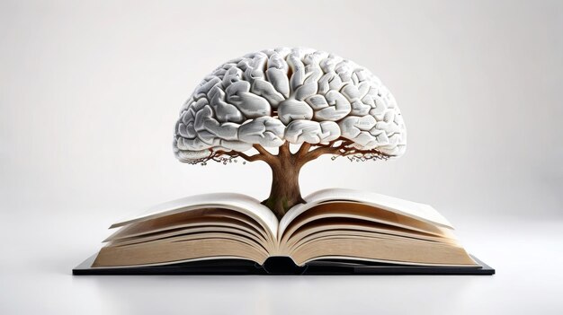 Photo tree growing on open book