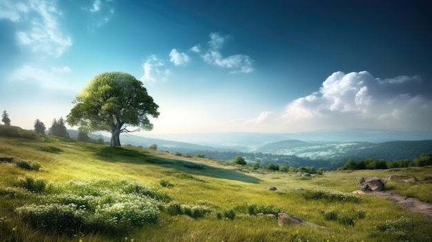 a tree on a hill