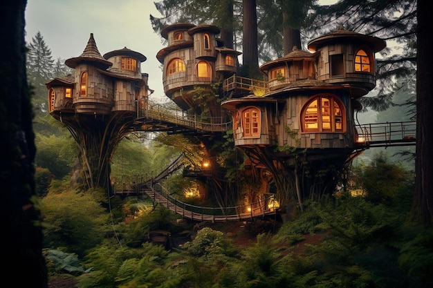 The tree house in the forest