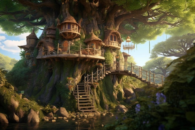 the tree house in the forest