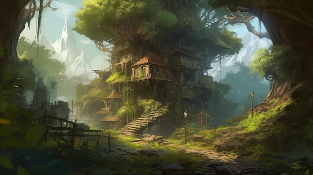 The tree house in the forest