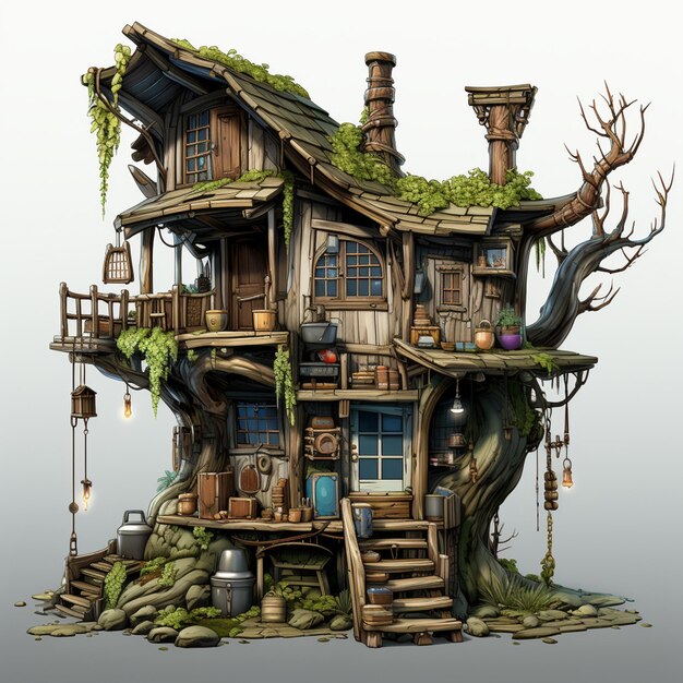 Photo tree house game assets