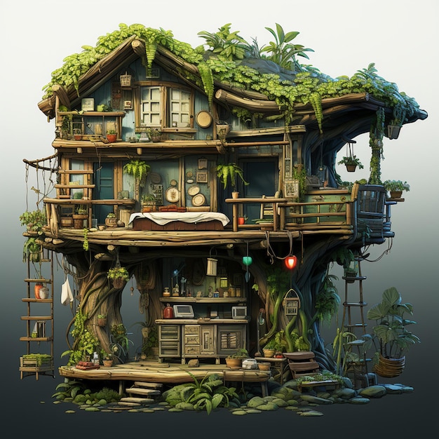 Photo tree house game assets